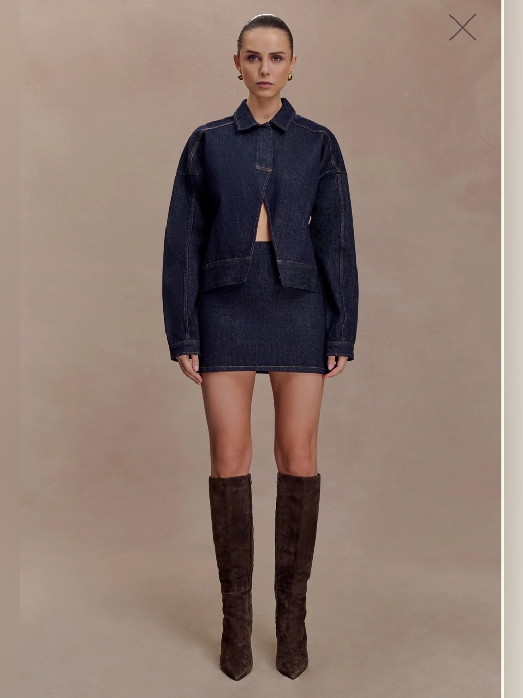 Meshki Olandria Denim Jacket & Ellie Mini Skirt Set Nwt M/S Tiktok Viral Western